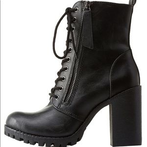 Stylish Chunky Heel Combat Boots